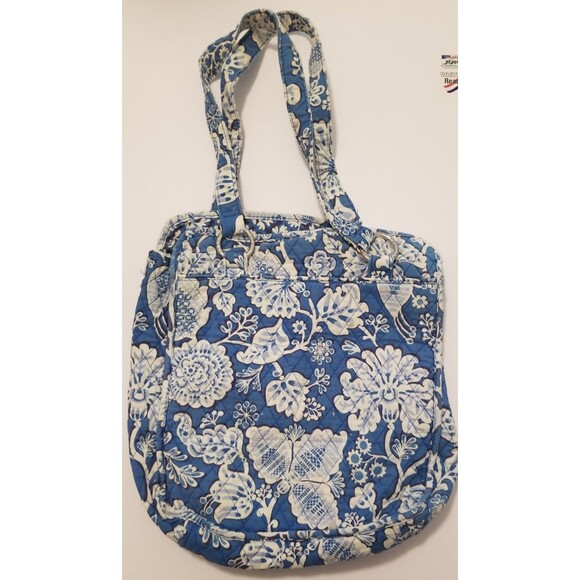 Vera Bradley Handbags - Vera Bradley Handbag Blue & White loral Satchel Double Handle Quilted